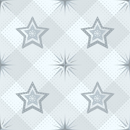Abstract seamless background, pattern with stars of different forms on grey checkered  のイラスト素材