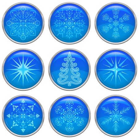 Set of Christmas icons buttons, holiday symbols, isolated on white background   のイラスト素材