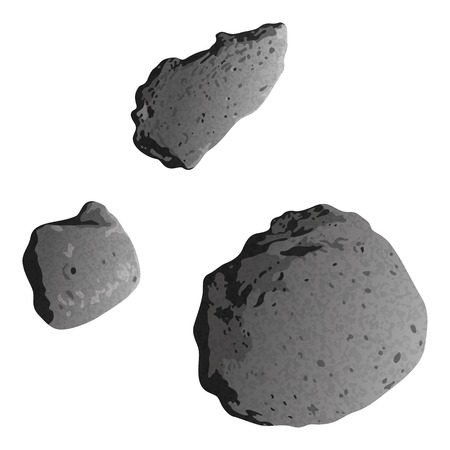 Realistic stone asteroids isolated on white background - asteroid Gaspra and ex asteroids, moons of Mars - Phobos and Deimos. Elements of this image furnished by NASA (http://solarsystem.nasa.gov). Eps10, contains transparencies. Vectorのイラスト素材