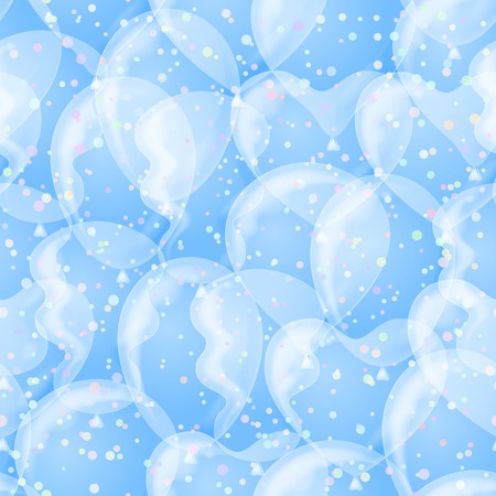 Seamless pattern with white balloons on blue background, beautiful illustration for web design. Eps10, contains transparencies. Vectorのイラスト素材