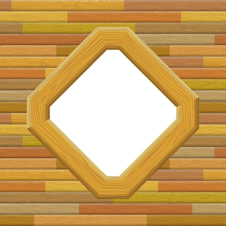 Wooden Frame on a Wall with Empty White Space, Background for Your Image or Text. Vectorのイラスト素材