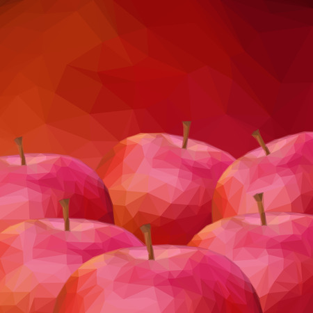 Background with Group of Apple Fruits, Low Poly Pattern.のイラスト素材