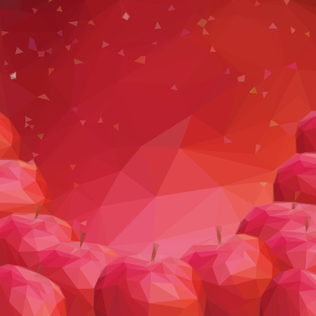 Background with Group of Apple Fruits, Low Poly Pattern.のイラスト素材