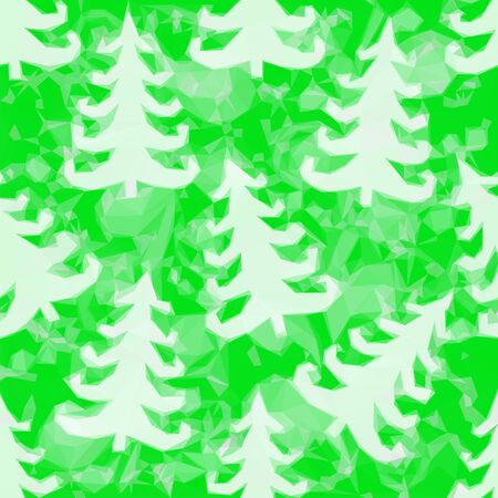 Green Pattern with Fir Trees Silhouettes, Low Poly Background. Vectorのイラスト素材
