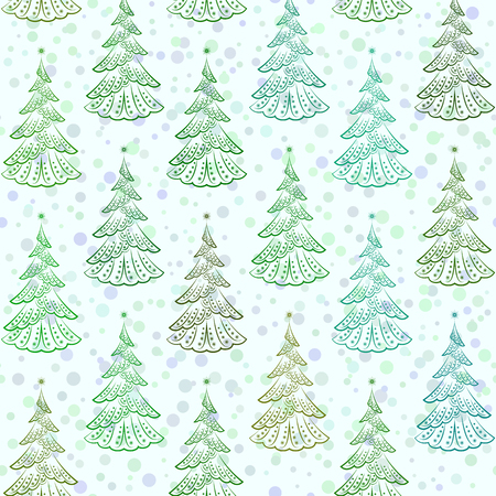 Christmas Seamless Background with Holiday Fir Trees, Winter Symbolic Tile Pattern for Your Design. Vectorのイラスト素材