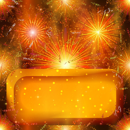 Holiday Background with Orange Colorful Fireworksのイラスト素材