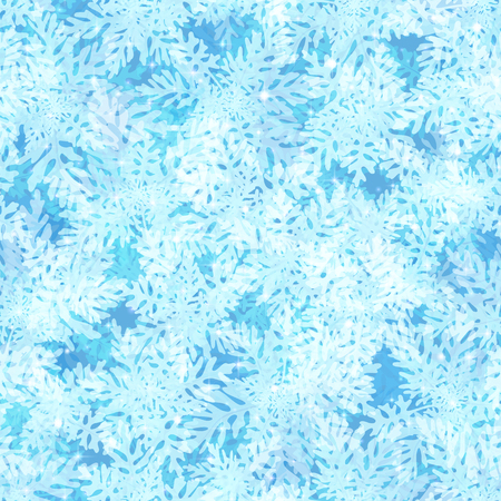 Christmas Seamless Background, Blue Sky with Abstract Floral Frosty Patterns and Sparks on Blue, Tile Holiday Design. Eps10, Contains Transparencies. Vectorのイラスト素材