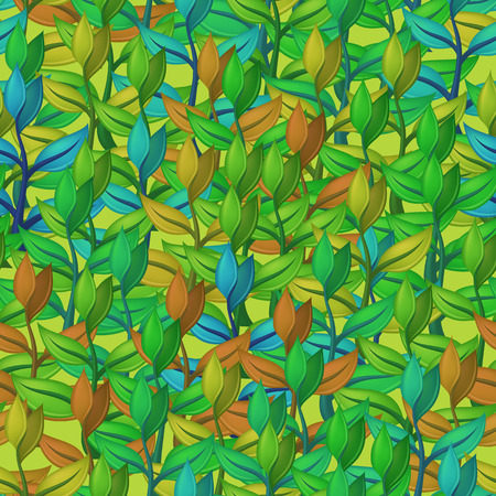 Tile Pattern, Seamless Background with Abstract Symbolical Plants with Colorful Leaves. Eps10, Contains Transparencies. Vectorのイラスト素材