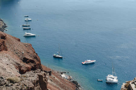 View of the characteristic village of Oia on the Greek island of Santorini in the Cyclades archipelago. High quality photoの写真素材