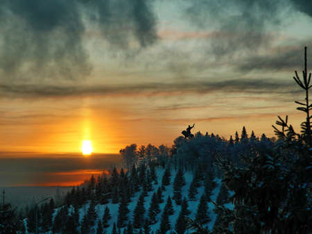 Monument to Salavat Yulaev at sunset in winterの写真素材