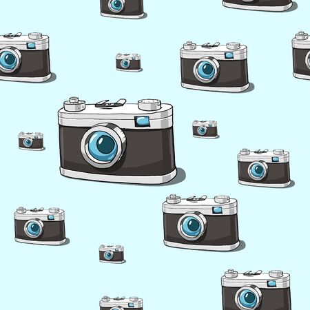Old photocamera seamless pattern vector illustrationのイラスト素材