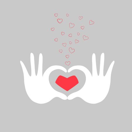 Hands heart love greeting card doodle hand drawn  vector illustrationのイラスト素材