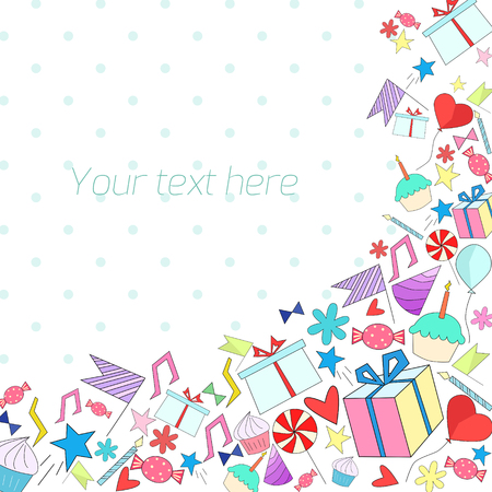 Holiday background with text placeholder doodle hand drawnのイラスト素材