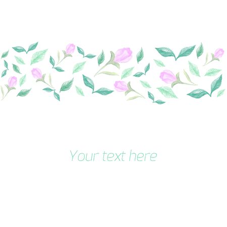 Spring floral ornament with text watercolor placeholderのイラスト素材