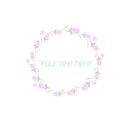 Spring floral ornament with text watercolor placeholderのイラスト素材