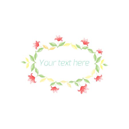 Spring floral ornament with text watercolor placeholderのイラスト素材