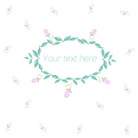 Spring floral ornament with text watercolor placeholderのイラスト素材