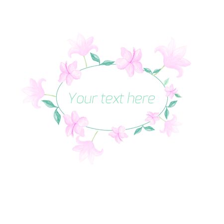 Spring floral ornament with text watercolor placeholderのイラスト素材