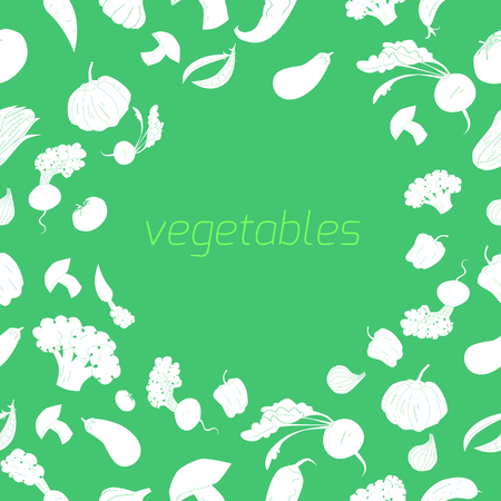 Text placeholder green vegetables doodle hand drawn  backgroundのイラスト素材