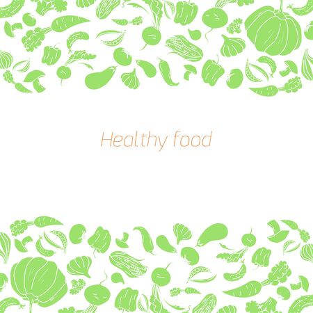 Text placeholder green vegetables background doodle hand drawnのイラスト素材