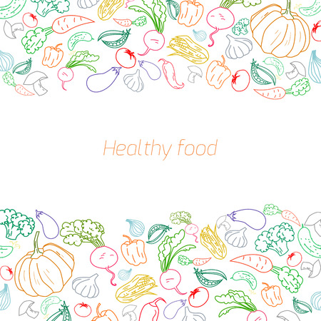 Text placeholder green vegetables background doodle hand drawnのイラスト素材
