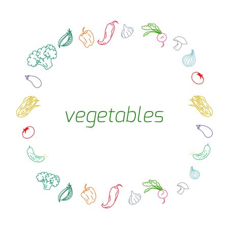 Vegetables text doodle hand drawn  doodle backgroundのイラスト素材