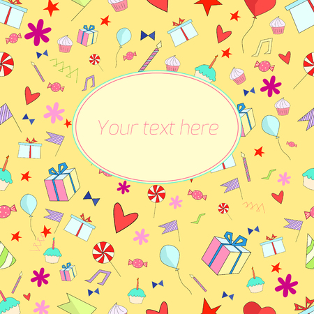 Holiday background with doodle hand drawn text placeholderのイラスト素材