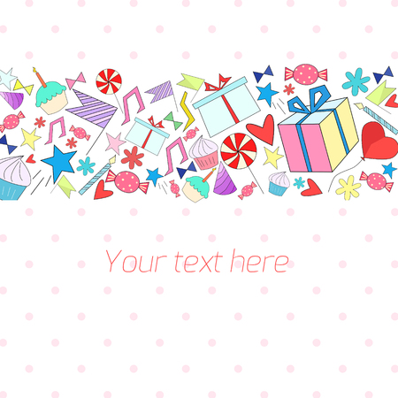 Holiday background with text doodle hand drawn placeholderのイラスト素材