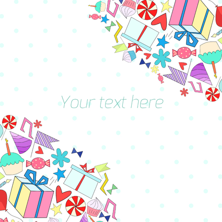 Holiday background with text placeholder doodle hand drawnのイラスト素材