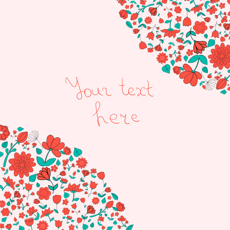 Flowers text placeholder corner doodle hand drawn vectorのイラスト素材