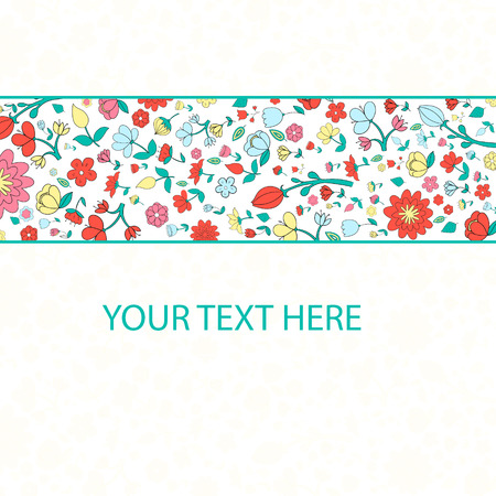 Flowers text placeholder doodle hand drawn vector illustrationのイラスト素材
