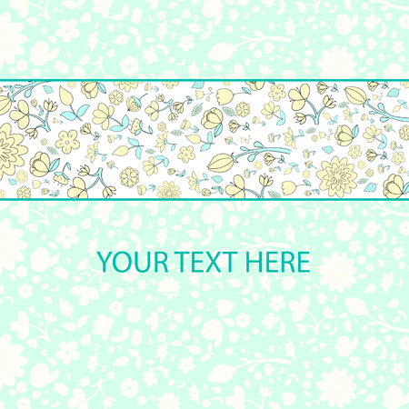 Flowers text placeholder doodle hand drawn vector illustrationのイラスト素材