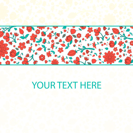 Flowers text placeholder doodle hand drawn vector illustrationのイラスト素材
