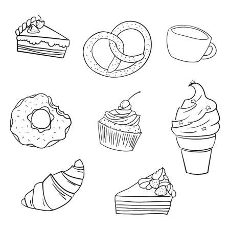 Sweetness black and white hand drawn doodle vector illustrationのイラスト素材