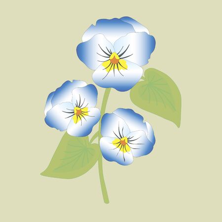 Viola flower doodle hand drawn vector illustrationのイラスト素材