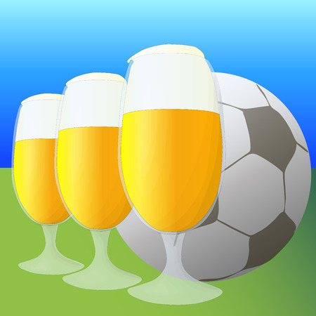 Football and beer doodle hand drawn vector illustrationのイラスト素材