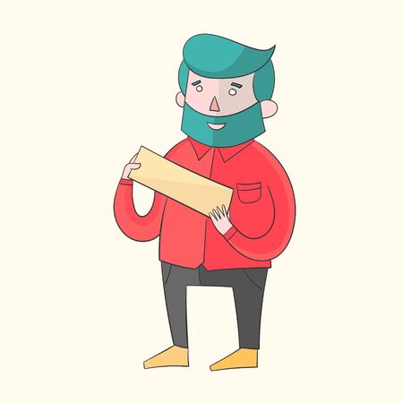 Hipster man beard with plate for text vivid color doodle hand drawn vector illustrationのイラスト素材