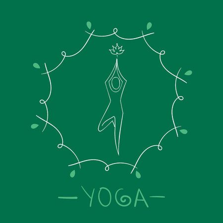 Yoga logo doodle cartoon hand drawn vector illustrationのイラスト素材