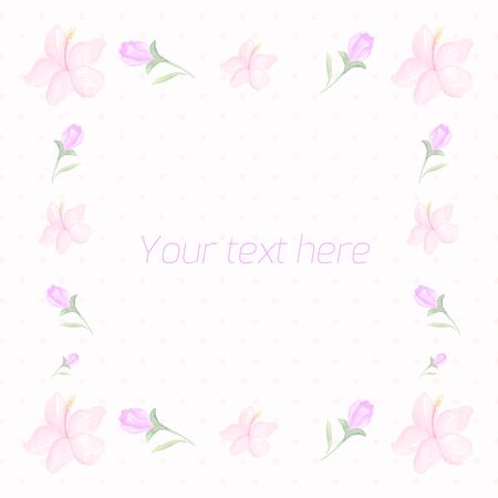 Spring floral circle ornament with text placeholder trace vector illustrationのイラスト素材