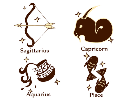 Zodiac tattoo stencil hand drawn vector illustrationのイラスト素材