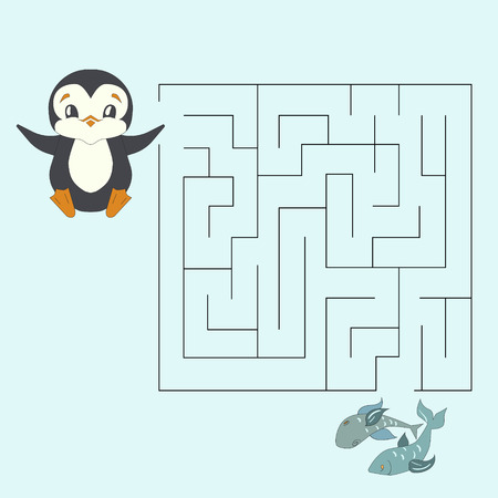 Labyrinth maze find a way kids layout for game cartoon  doodle hand drawn vector illustrationのイラスト素材