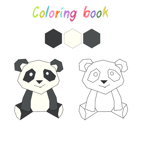 Coloring book panda kids layout for game doodle hand drawn vector illustrationのイラスト素材