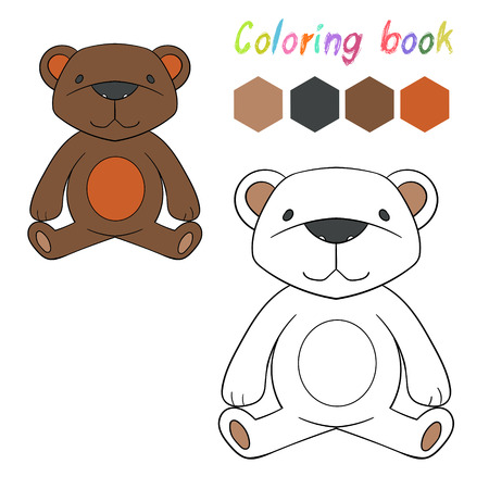 Coloring book bear kids layout for game cartoon doodle hand drawn  vector illustrationのイラスト素材
