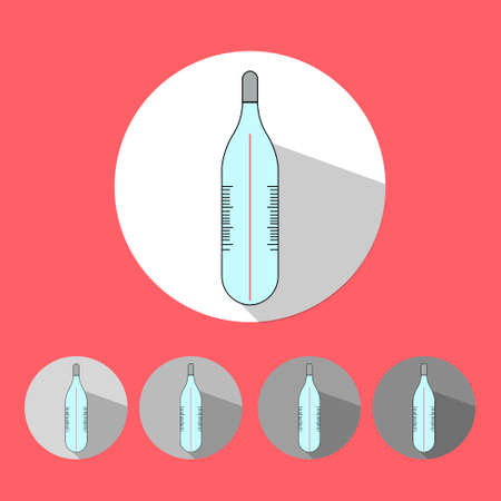 Medical icon thermometer tool flat minimalistic colorful  vector illustration red colorのイラスト素材