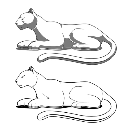 Panther emblem black and white vector illustrationのイラスト素材