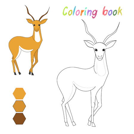 Coloring book gazelle kids layout for game doodle cartoon hand drawn vector illustrationのイラスト素材