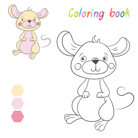 Coloring book mouse kids layout for game doodle cartoon hand drawn vector illustrationのイラスト素材