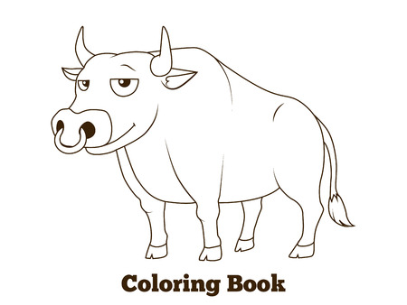 Coloring book bull cartoon educational vector  illustrationのイラスト素材
