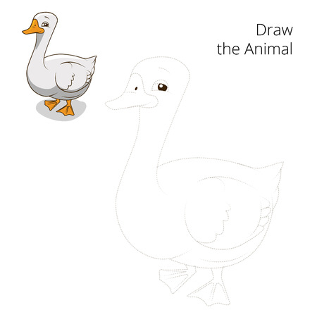 Draw the animal goose educational game vector illustrationのイラスト素材