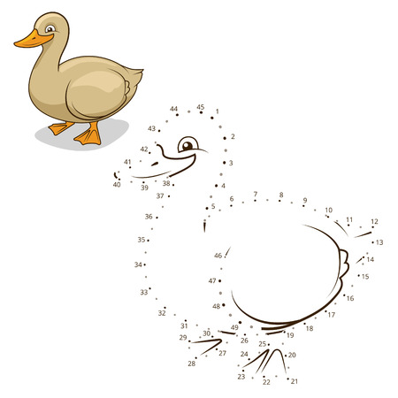 Connect the dots to draw game duck vector illustrationのイラスト素材